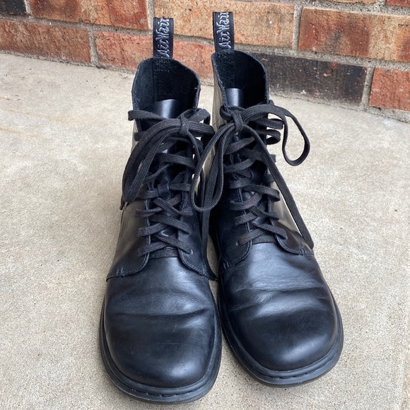 Dr. Martens | Shoes | Dr Martens Danica Black Leather Combat Boots Size Us  8 In Good Condition | Poshmark